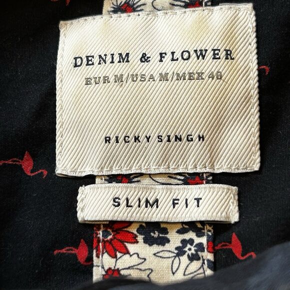Denim & Flower Ricky Singh Mens Size Medium Short‎ Sleeve Button-up Shirt - Picture 2 of 4